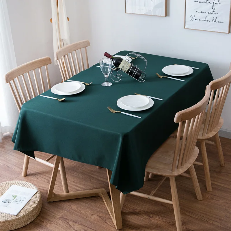 Dark green tablecloth house solid polyester tablemat coffee table cover outdoor picnic cloth wedding party large-size tablecloth