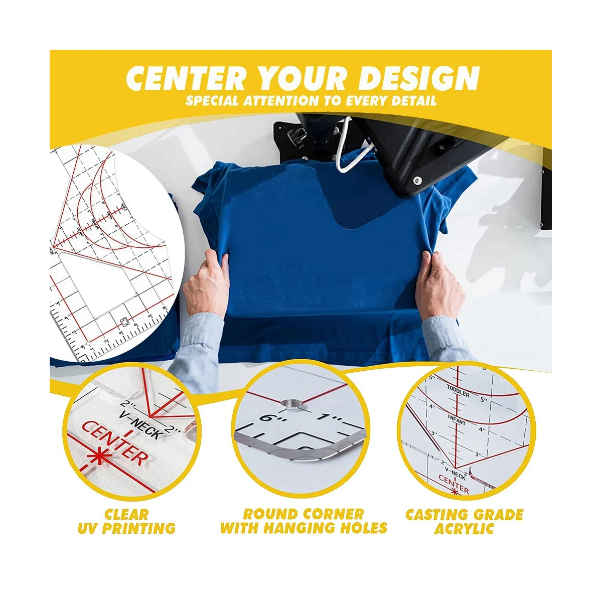 T-Shirt Ruler for Alignment T-Shirt Ruler Centered Design T-Shirt Measuring Tool Acrylic Ruler for All Sizes