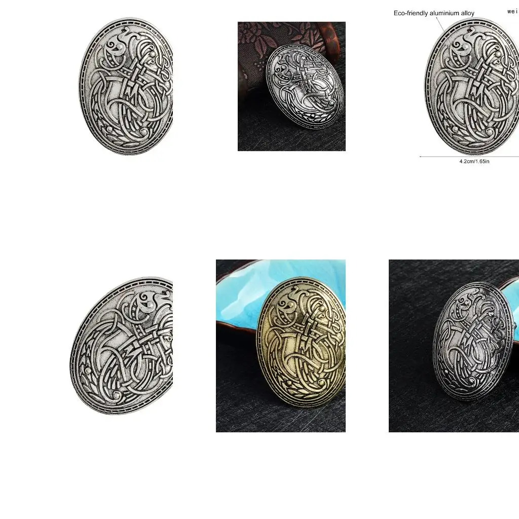 Scandinavian Wolf Carved Suit Lapel Pin Clothing Accessory Women Ethnic Brooches