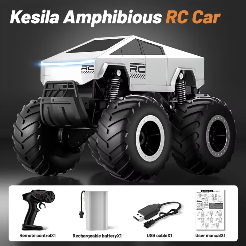 เด็กรีโมทคอนโทรลรถ Cybertruck RC รถของเล่นเด็กรถบรรทุกสะเทินน้ําสะเทินบก 4WD All Terrain Off-Road Pickup 1:16 ขนาด 2.4 GHZ