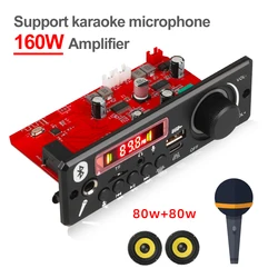 EBEDUMEI 8V-24V 2*80W Amplifier MP3 Decoder Board Volume Control Bluetooth 160W MP3 Player Car FM Radio Module TF USB Microphone