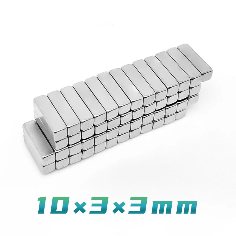 20/50/100/200/500/1000PCS 10x3x3 Powerful Magnets Block Magnets N35 Neodymium 10mmx3mmx3mm Sheet Quadrate Rare Earth 10*3*3 mm