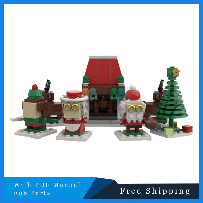 

206 шт., семейный изысканный модульный MOC с Санта-Клаусом, креативный строительный блок, модель для детей, набор для сборки «сделай сам», рождественские подарки-сюрпризы