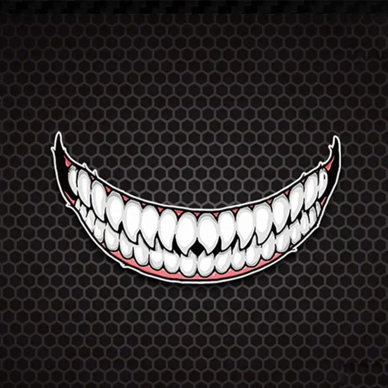 Motorcycle Hat Stickers Hat Decal Evil Smile Large Mouth Self Adhesive Hockey Hat Sticker Funny Car Accessories auto Decorative