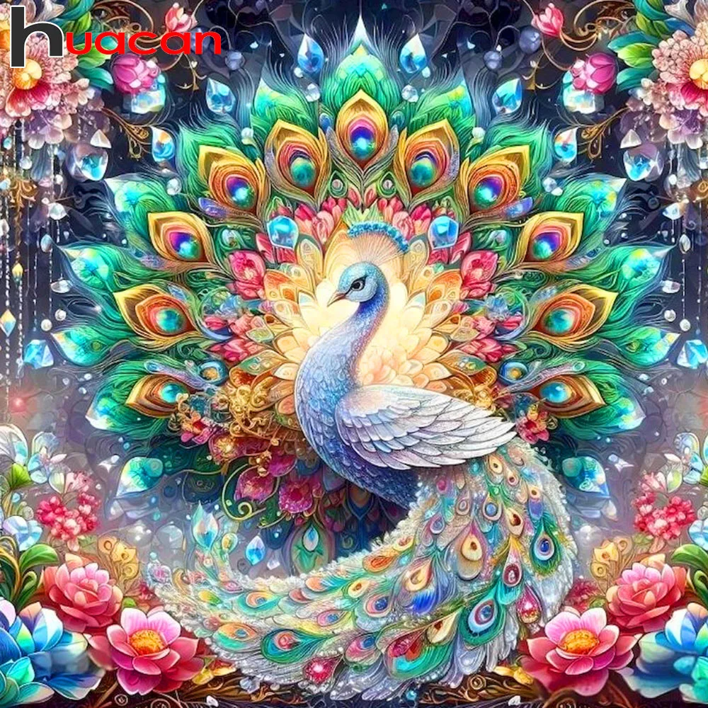 Huacan 5D DIY Diamantmalerei Pfau Lotus Diamantmosaik Tier Blume Neu 2026 Bild aus Strasssteinen