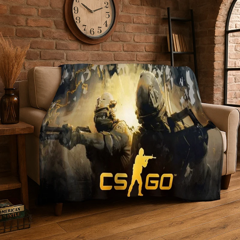 Counter Strike CS GO Game Gamer Flannel Blanket Soft Warm Throw Blanket for Bedroom Living Room Bed Travel Camping Picnic Gift