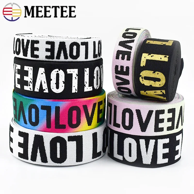 Meetee 5/10M 25/40mm Polyester Jacquard Elastic Bands Nylon Rubber Band for Garment Waist Belt Sewing Elasticity Tape Accessory