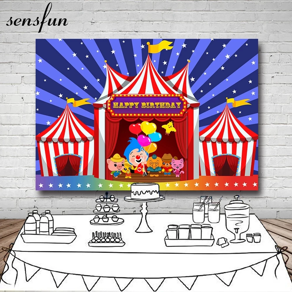 Plim-telón de fondo para niños, fotografía de fiesta de primer cumpleaños, Fondo de foto de cerdo de dibujos animados, decoración de pancarta de