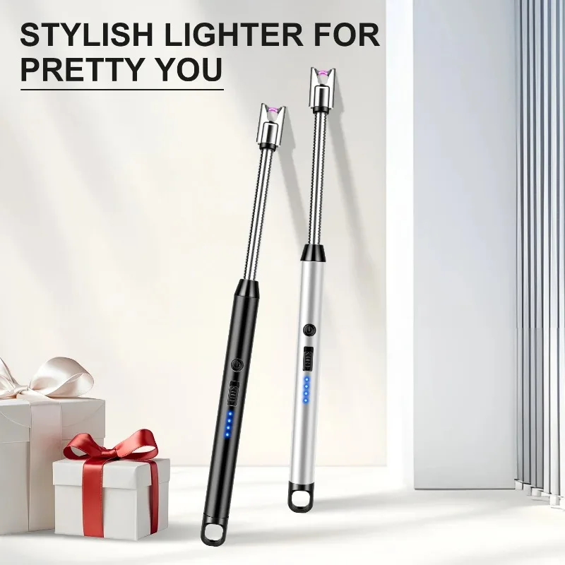 

Newest Candle Lighter Electric Arc Windproof Lighters, USB Rechargeable Lighter with LED Battery Display, 2 Pack Long Lighter