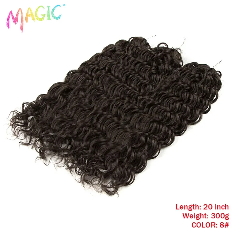 Magic Ombre Water Wave Häkelhaarverlängerungen, 20 Zoll, synthetisches lockiges Flechthaar, 3 Stück, braun, blond, Ombre für schwarze Frauen – Detail 8