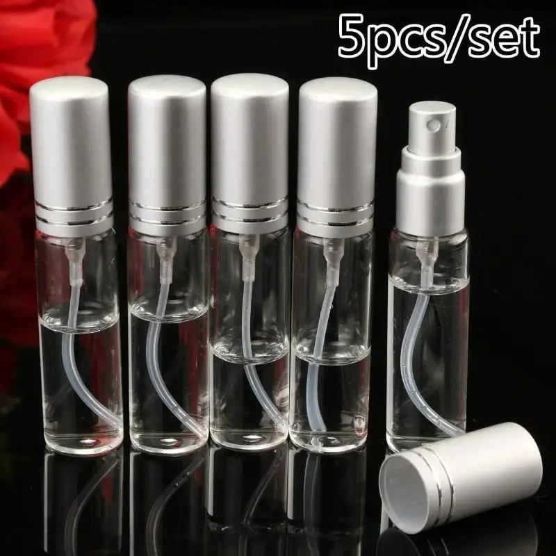 1/5/10 Uds. Botella pulverizadora transparente de 10ML, atomizador de vidrio vacío pequeño, botellas de Perfume, Mini contenedor cosmético de aceite tónico líquido