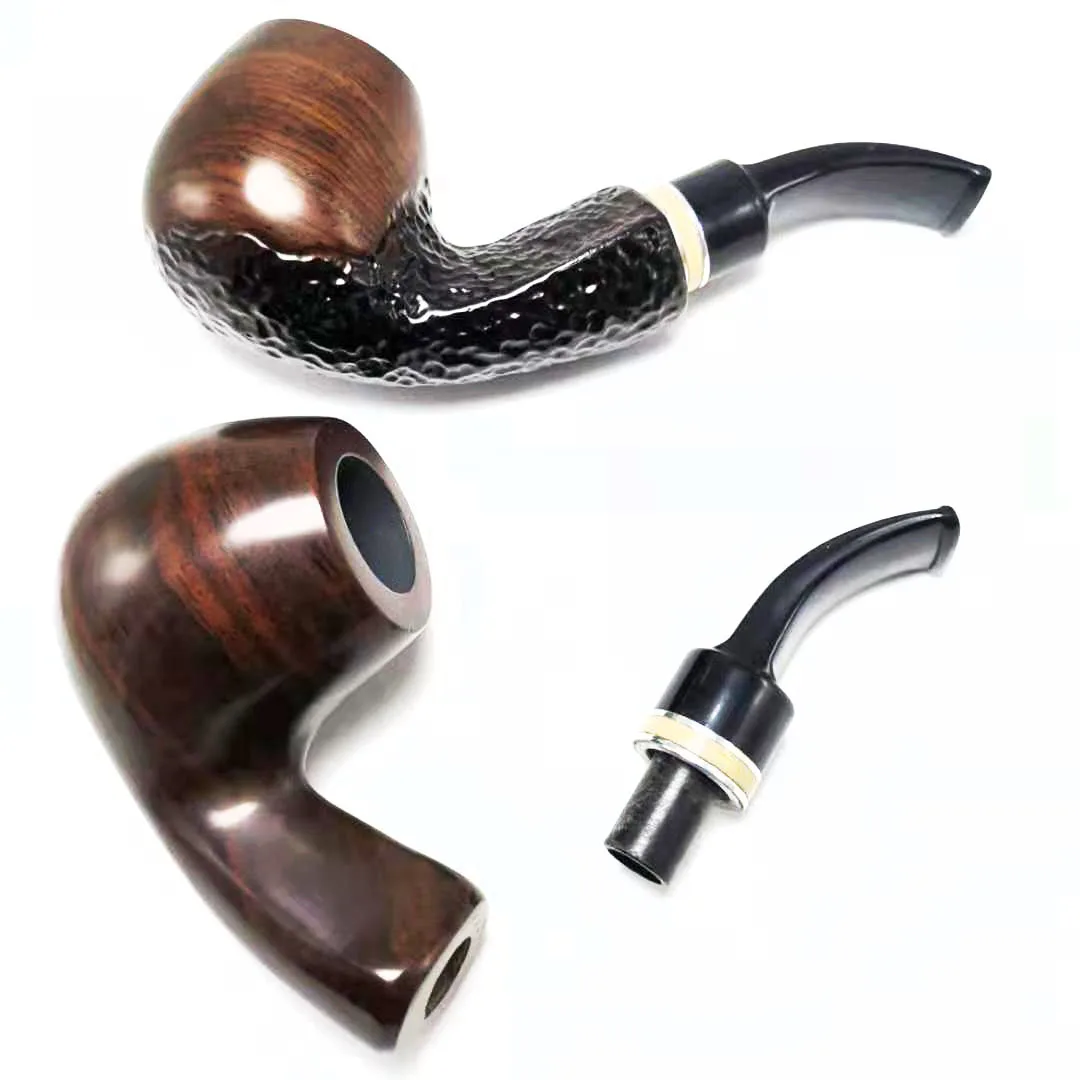 1pc New Handmade Ebony Wood Smoker Smoking Tobacco Pipe Root Smoking Pipes Bent Design For Men Freeshipping