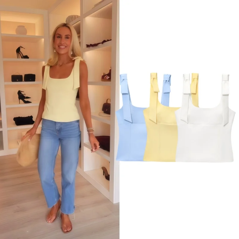 مثير ثلاثي الألوان مع القوس الكتف الأشرطة بلايز امرأة الترفيه تنوعا شيك أناقة قميص 2025 ملابس امرأة جديدة