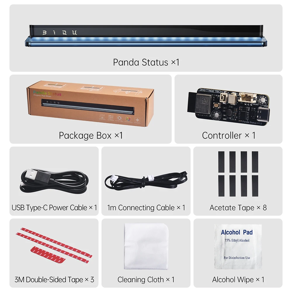 BIGTREETECH Panda Status LED Light Bar Kit H2D-Style Lighting Rythm-Light Sync For Bambu Lab P1P P1S X1C X1E A1 VS Panda Lux