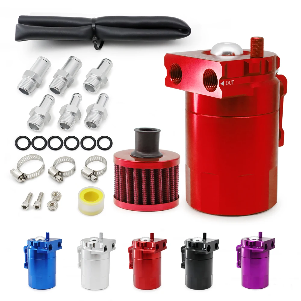 Universal Baffled Aluminum 300ml Oil Catch Can Reservoir Tank / Oil Tank With Air Filter Red Black Blue Silver Purple
