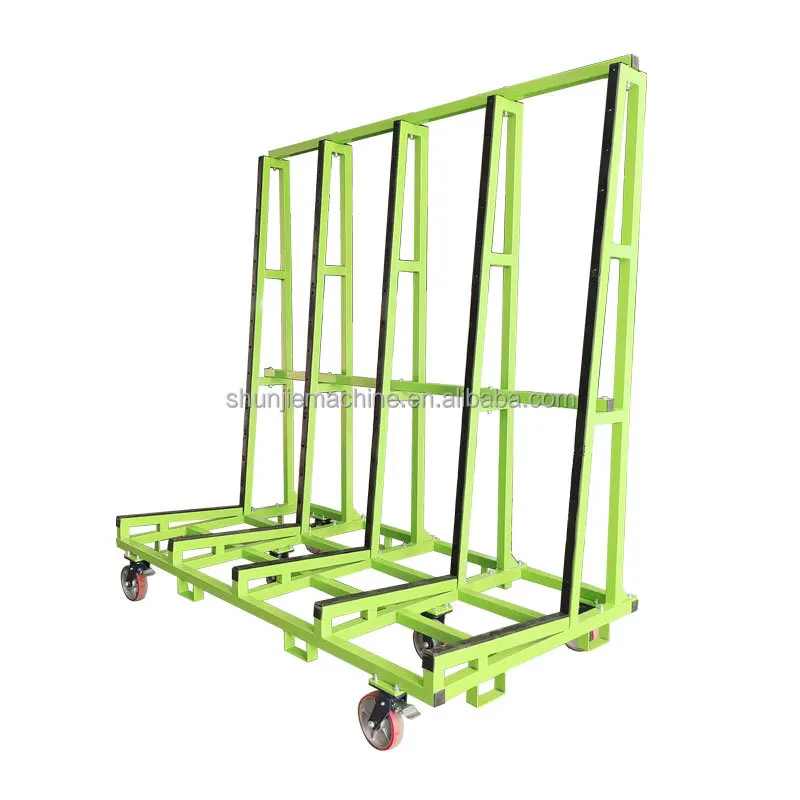 Solid Material 3 Ton Load Capacity L-frame Glass Plate Transport Rack With 8 Inch Heavy Duty Silent Wheels