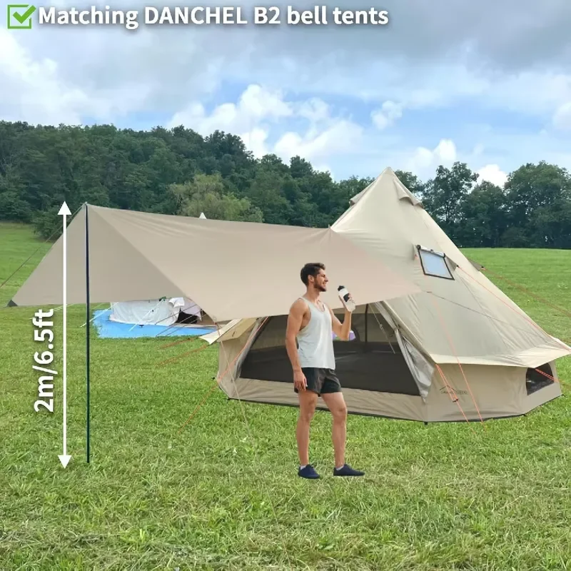 Outdoor Foldable Waterproof Sunshade Camping Tent Awning Nylon Oxford Large Hammock Tent Strong Wind Resistance