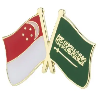 5pcs a lot Saudi Arabia Friendship Flag Badge Flag Brooch National Flag Lapel Pin International Travel Pins