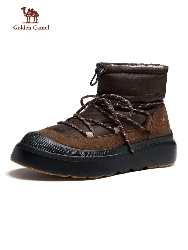 Golden Camel Men's High-top Snow Boots 2026 Winter New Thick-Soled Velvet Warm Non-Slip Cotton Shoes Outdoor Casual Sneakers