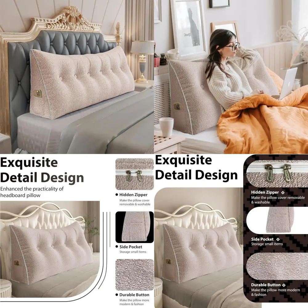 

Thickened Wedge Pillow for Bed - Headboard Body Positioner, Sleep Support, Backrest Triangular Pillow