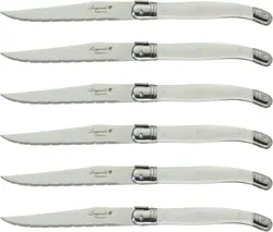 6-8pcs Laguiole Steak Knives Rainbow Dinner Table Knife Stainless Steel Multi color Plastic Handle Dinner Knifes set Xmas Gift