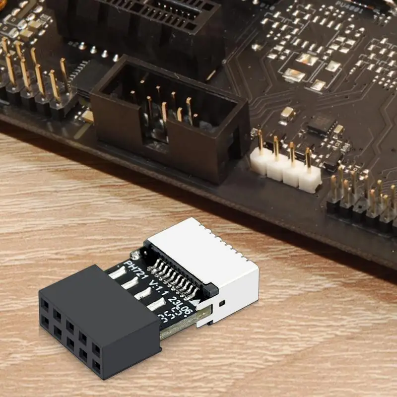 USB 2.0 9-Pin Male to Type E Female Front Panel Socket to 9Pin Mainboard Header Extension Adapter Connector for Desktop PC PH721