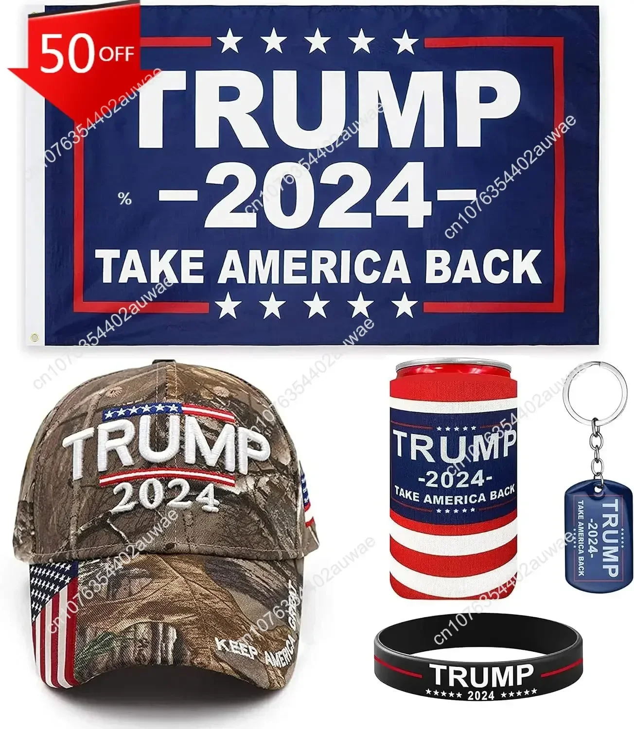 Kit pendukung 2024 Trump Amerika unik | Topi dan Set bendera Trump | Hadiah dan Merch Trump