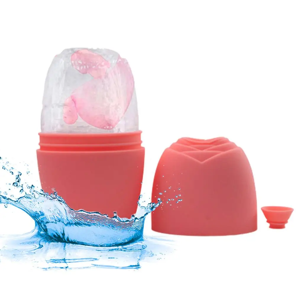 Rullo facciale rosa gelato massaggio cura della pelle vassoi di sollevamento strumento Contouring globo viso ghiaccio Silicone ghiaccio massaggiatore palle T6H9