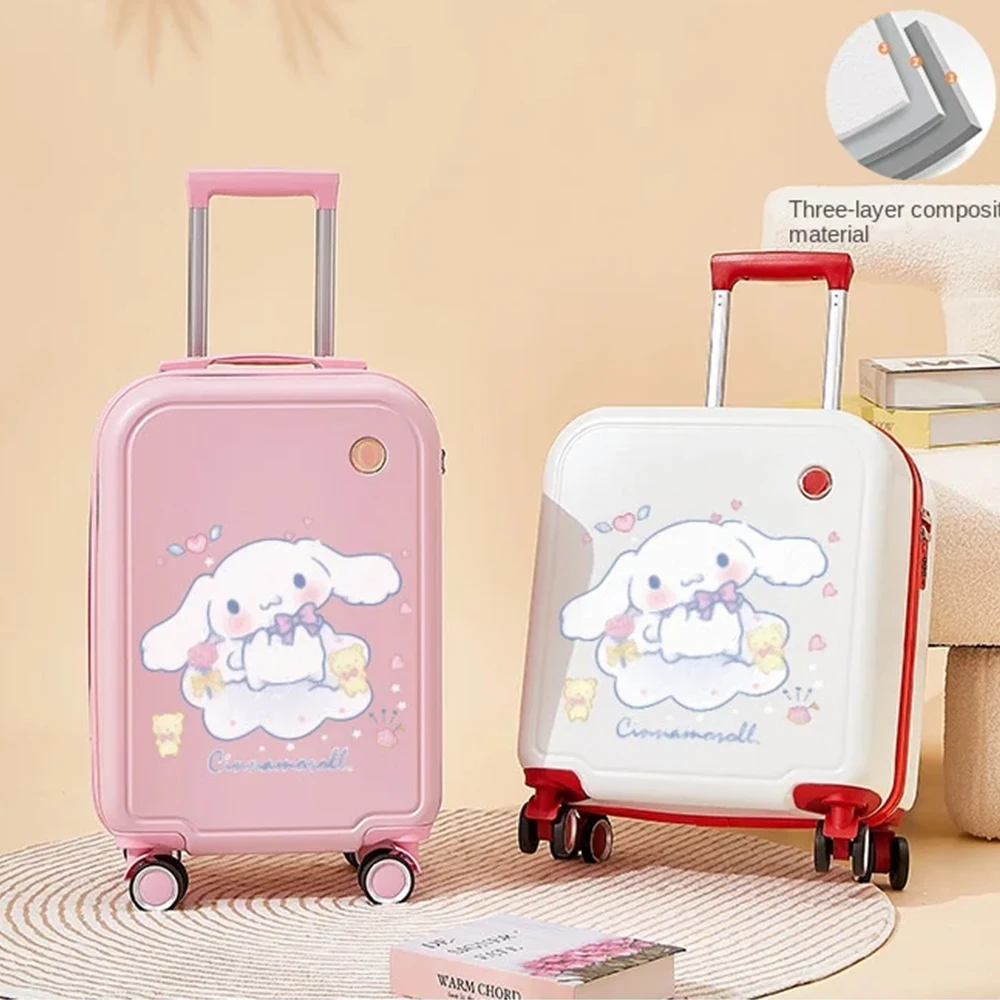 18/20 Inch Draw Bar Box Sanrios Cinnamoroll Travel Luggage Suitcase Universal Wheel Cartoon Large Capacity Student Luggage Case