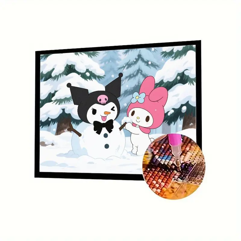 

1 шт. Sanrio Kuromi & My Melody Winter Snowman 5D DIY Набор для алмазной живописи - Полная дрель со стразами Художественное ремесло Вышивка для взрослых