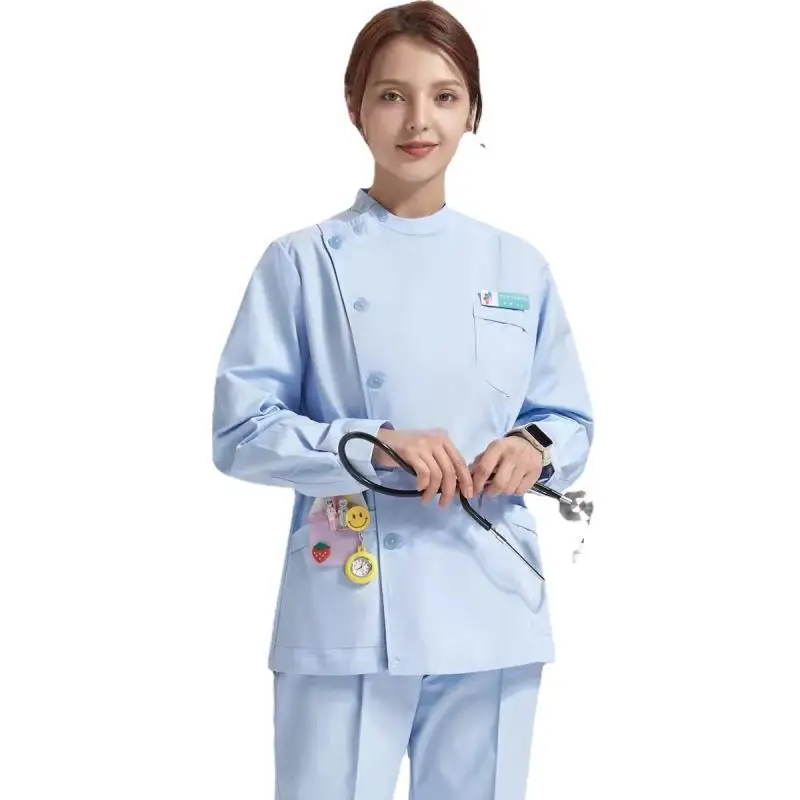 

Women Men Nurse Suits Hospital Doctor and Nurse Working Uniform Medical Surgical Long Sleeve Nurse Shirt and Trousers