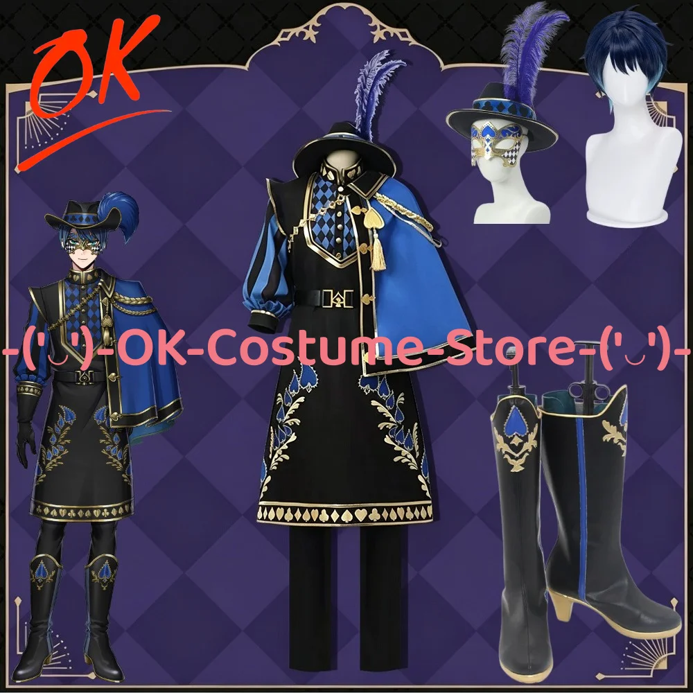 [Customized Size] Twisted Wonderland Deuce Spade Cosplay Costume Shoes Wig Glorious Masquerade Outfit Halloween Party Uniform