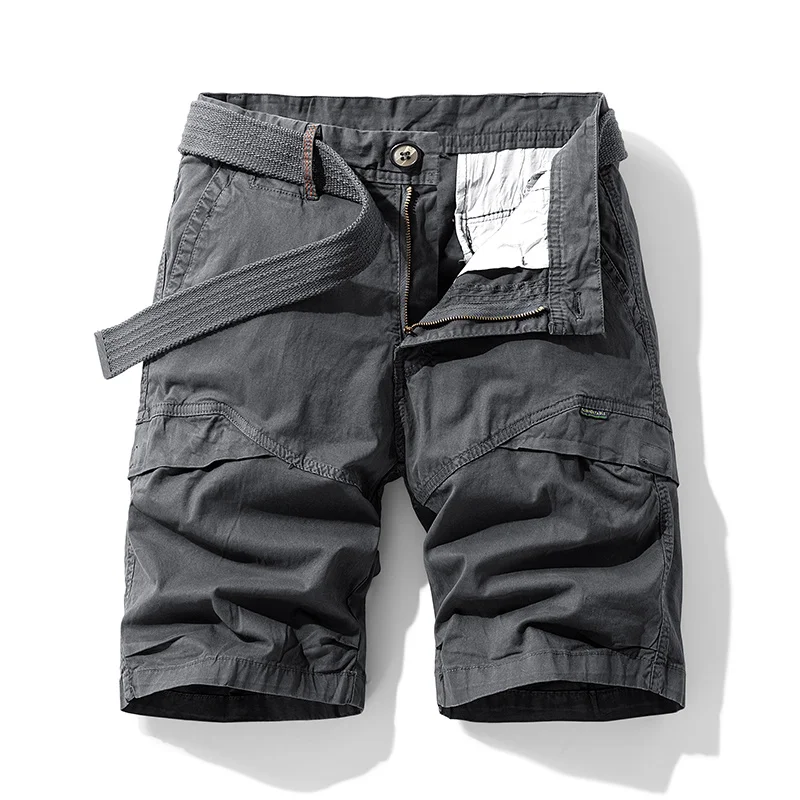 Men's Loose-Fit Cargo Shorts 2026 Summer Multi-Pocket Vintage Tech Wear Outdoor Street Fashion Casual Beach Shorts