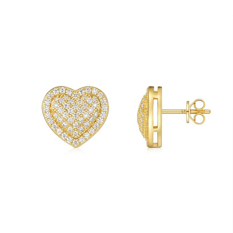 

ZFSILVER Fashion Trendy Classic 925 Silver Color D Moissanite Gold Heart Earring For Charm Women Accessories Jewelry Gift E15555