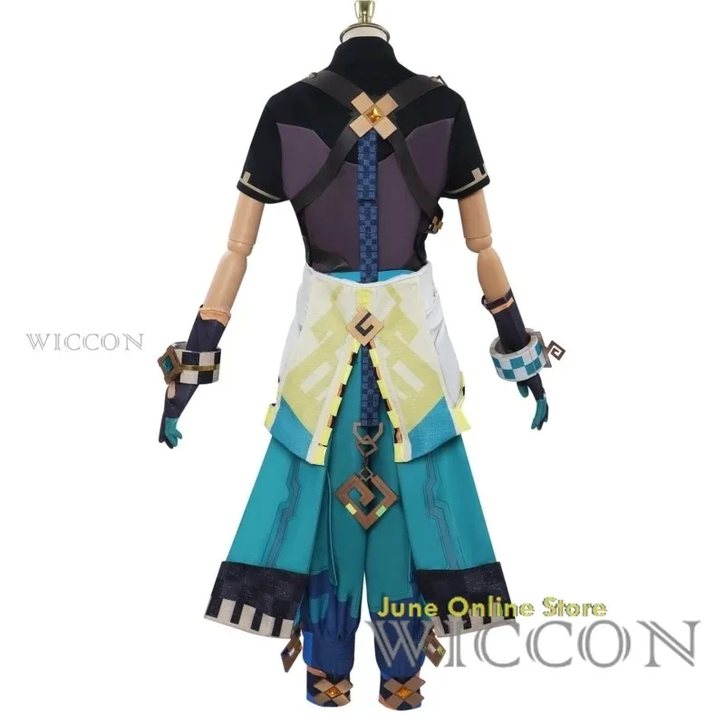 

asdh8@Genshin Impact Kinich Cosplay Costume Wig Turnfire Hunt Uniform Earring Sticker Props Huitztlan Natlan Halloween Party Wom