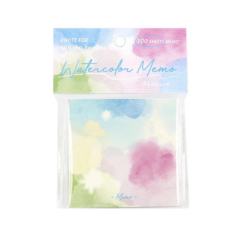 100 Pcs Memo Pad Colored Non-Sticky Notes Watercolor Scrapbook Paper Assorted Pink Blue Watercolor Print Card Stock Paper