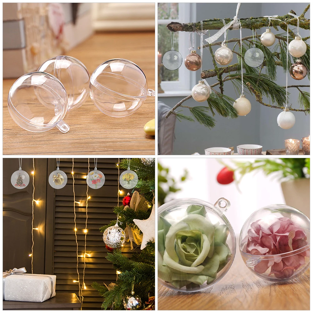 

10 Pcs Fillable Transparent Christmas Balls 6cm Clear Plastic naments Xmas Tree Hanging Supplies Holiday DIY Gifts