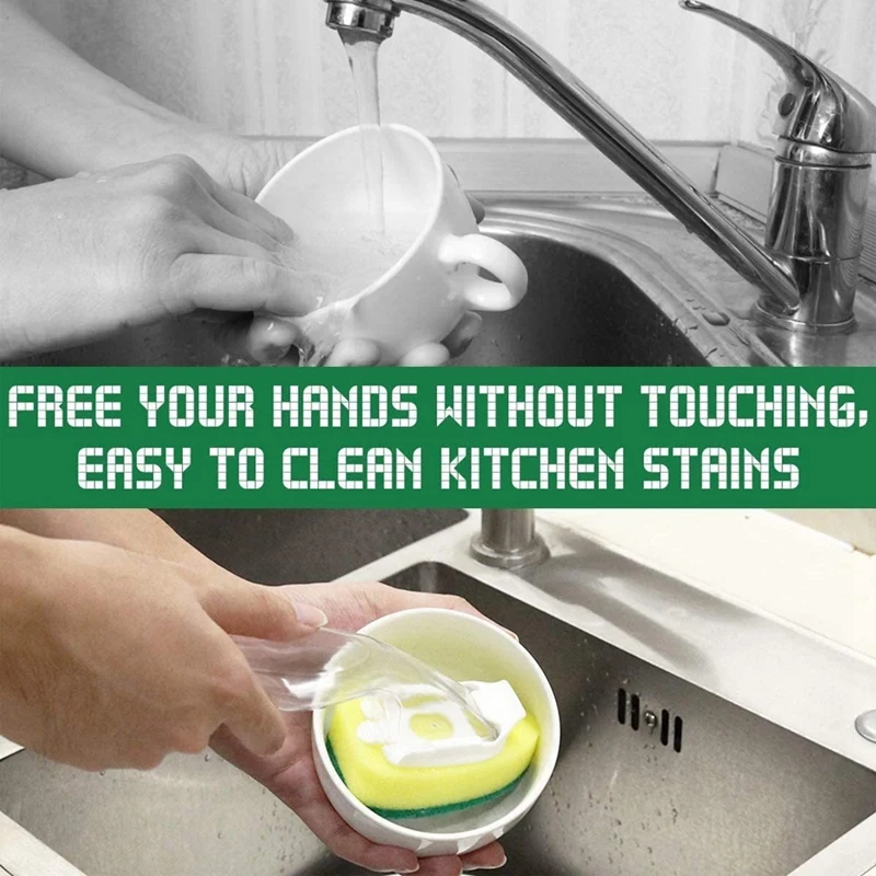 Sikat Pencuci Piring Sikat Spons Tongkat Piring Tugas Berat, Sikat Gosok Dapur Anti Gores untuk Piring, Pegangan Spons Pembersih Wastafel