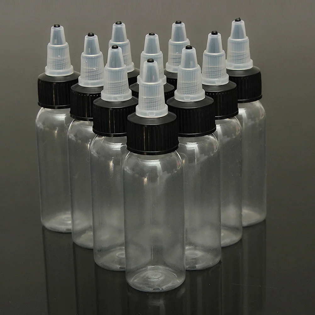 

10Pcs 60Ml Clear Empty Pigment Bottle Plastic Ink Storage Bottle with Tight Seal for Ink Liquid Handling