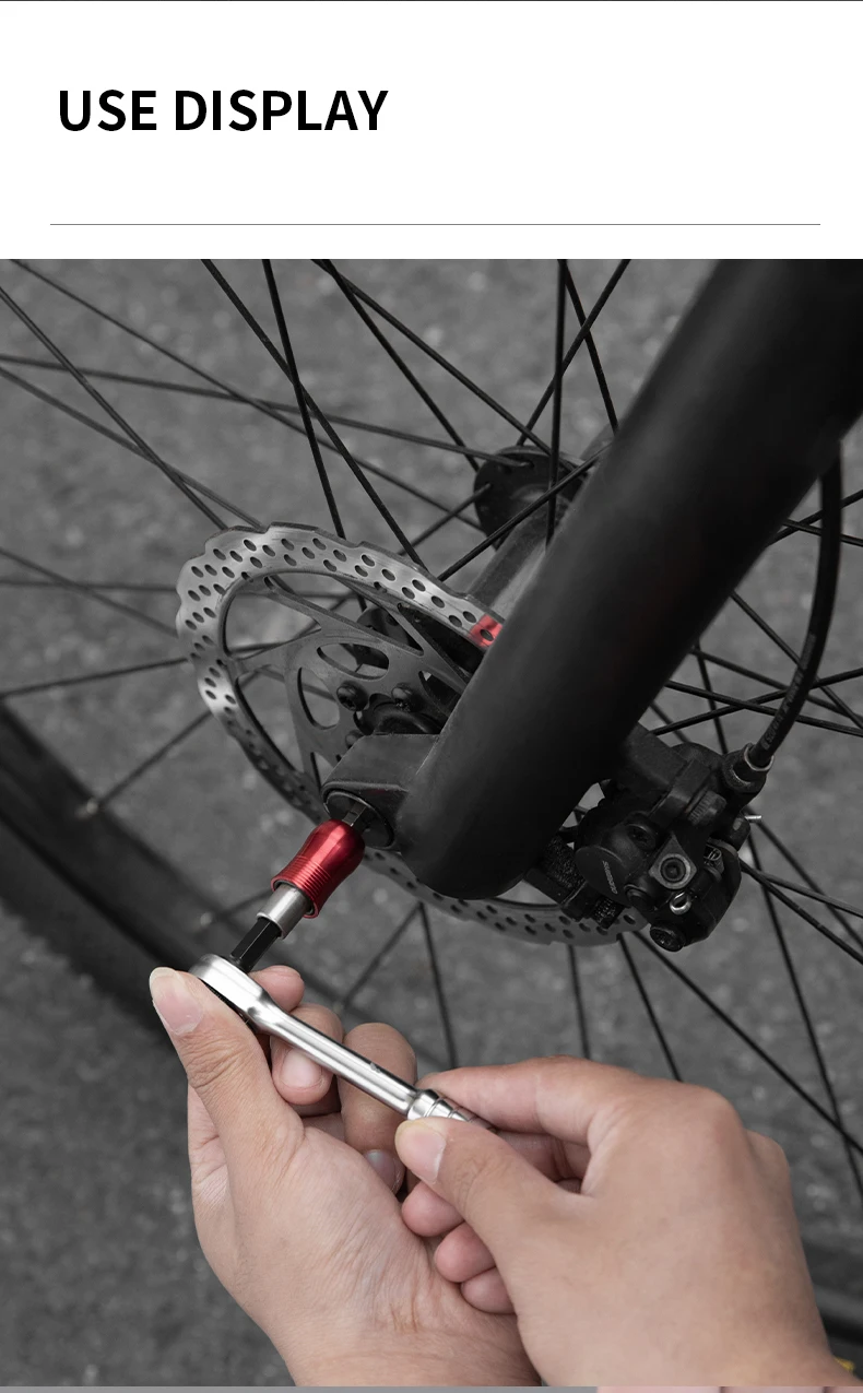 TOSUOD 1/4-Zoll Zwei-Wege-Ratschenschlüssel-Set, Mini-Ratsche & Schnellverbindungsstangen, Faltbares Fahrrad-Reparaturset, S2-Bits & Reifenheber – Detail 12