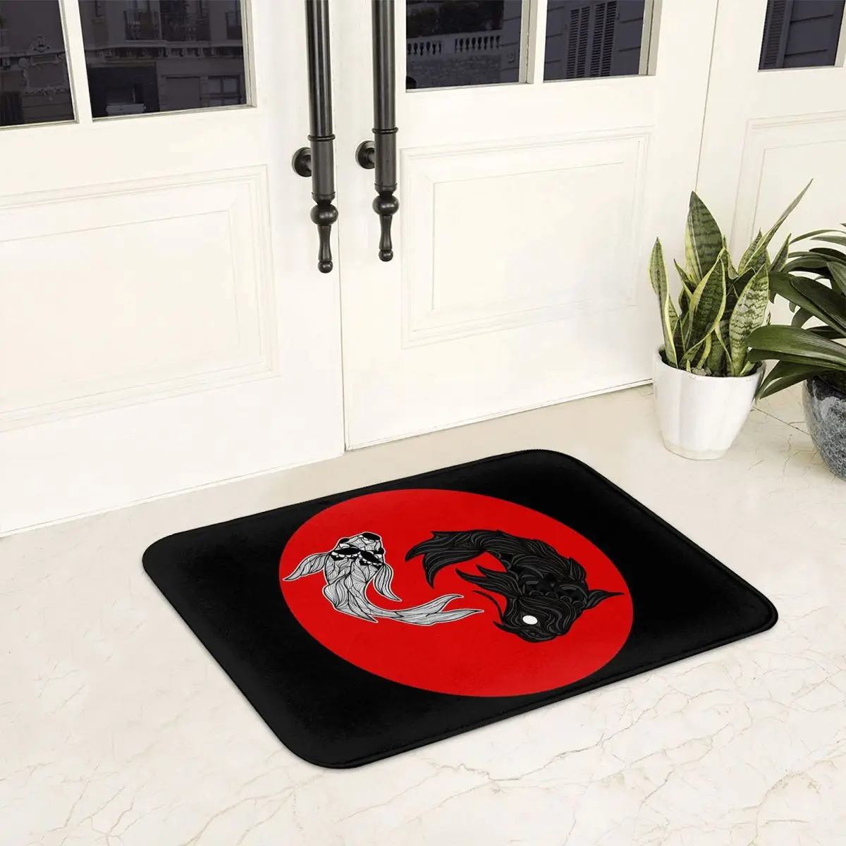 Koi Yin Yang Tai Chi Anti-slip Doormat Floor Mat Washable Carpet Rug for Kitchen Entrance Home Bedroom Footpad Mats