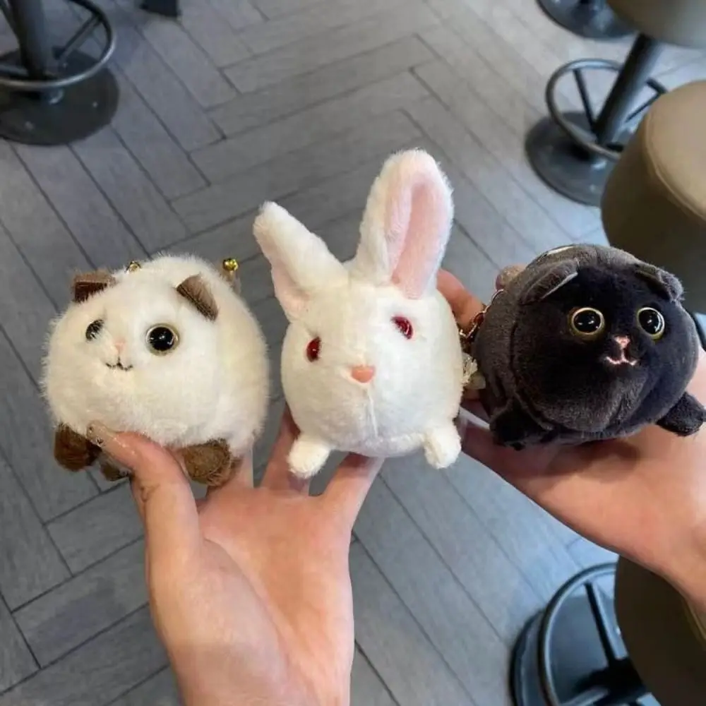 3D 눈 고양이 꼬리 흔들기 열쇠고리 스퀴징 회전 꼬리 봉제 검은 고양이 펜던트 귀여운 고양이 봉제 열쇠고리