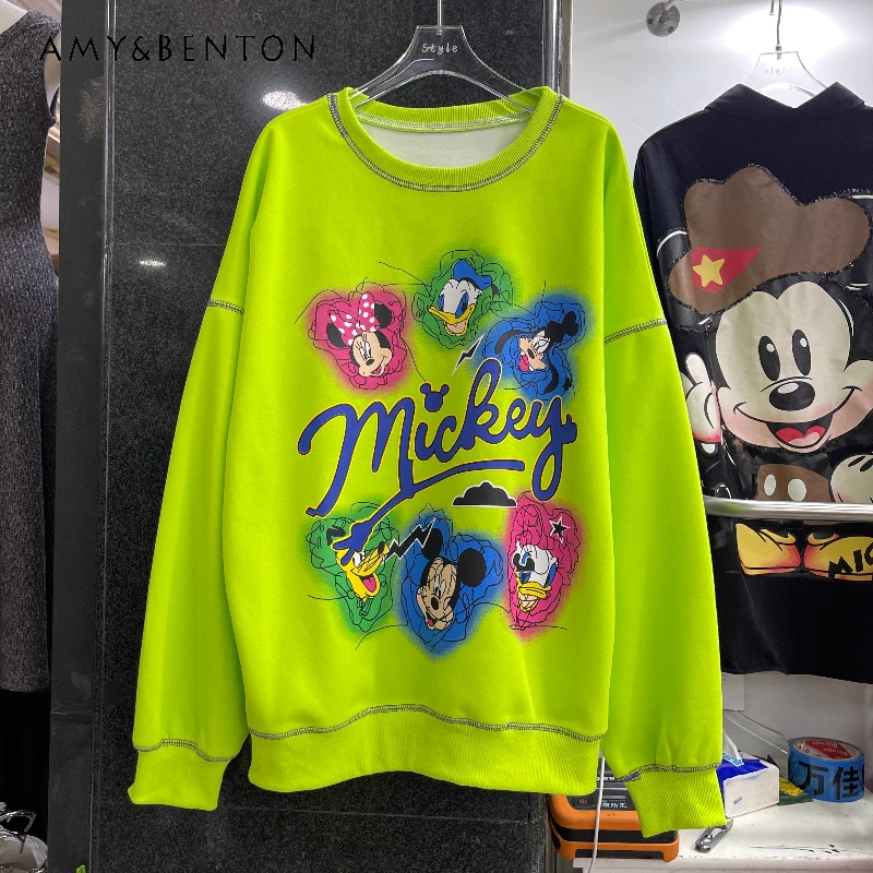 

2025 New Autumn Cartoon Top Sweatshirt For Women's American Style Pullover Youthful Loose Top Hoodies Jacket 4 Colors Available