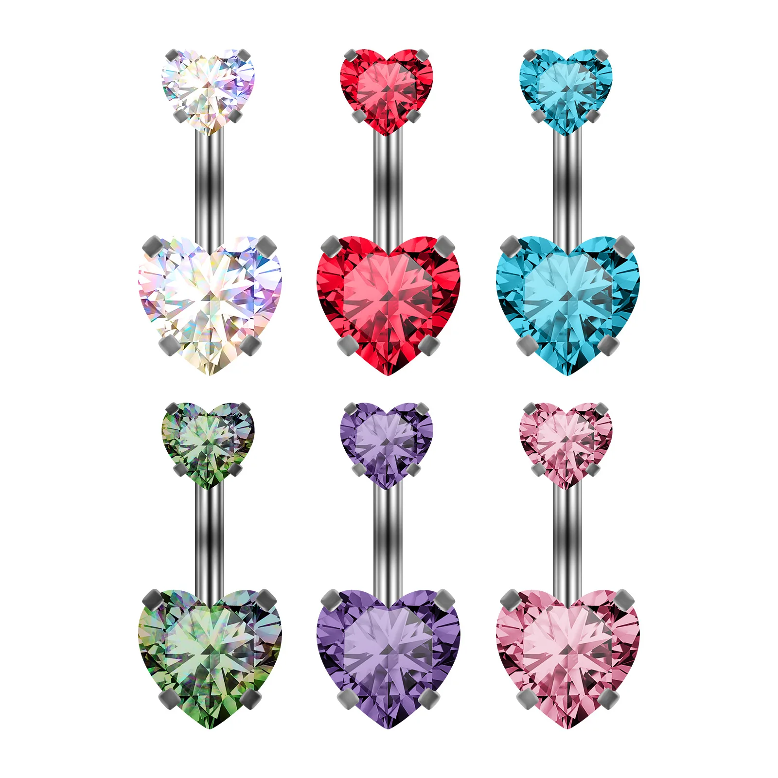 

Stainl Steel Heart aped Zircon Belly Button Ring Diamond Embedded Piercing Faion Jewelry n Sle Couple's Acces...