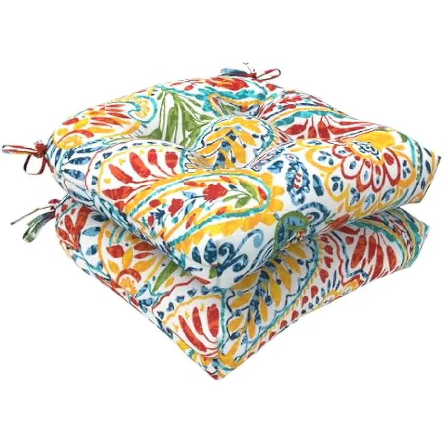 

LVTXIII Outdoor/Indoor Tufted Seat Cushion, Decorative Wicker Chair Pads All Weather Seat Cushion Sets for Patio Garden Home Off