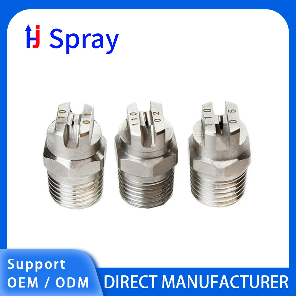 

Huajue OEM/ODM Плоское вентиляторное сопло из нержавеющей стали 1/8 дюйма BSPT с наружной резьбой серии HVV Угол распыления 0 градусов для очистки/пыли