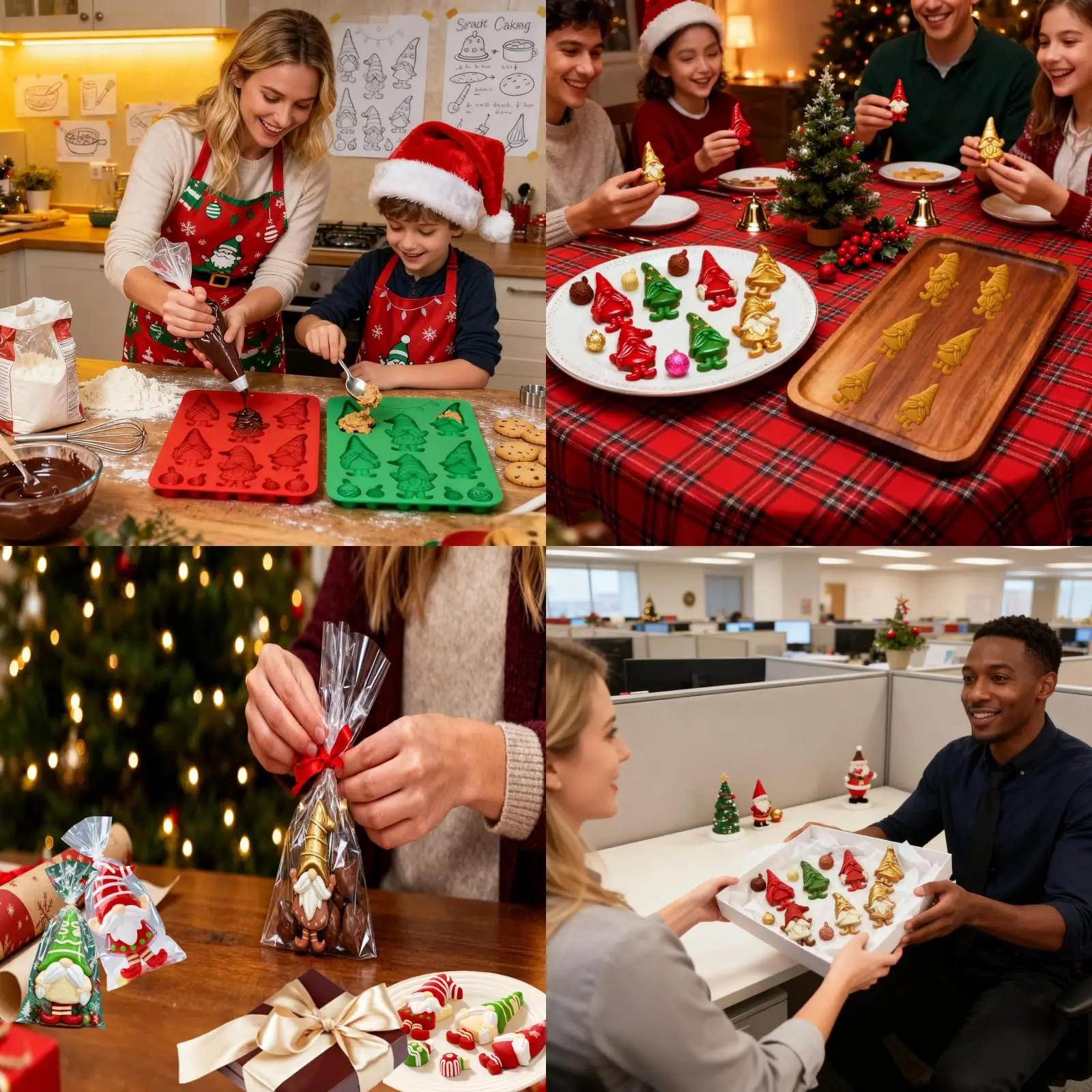 Weihnachtliche Silikon-Backformen - Gnom- & Glockenformen für Süßigkeiten, Schokolade, Mini-Kuchen, Gelee & Kerzen, Festliche Backwerkzeuge – Detail 7