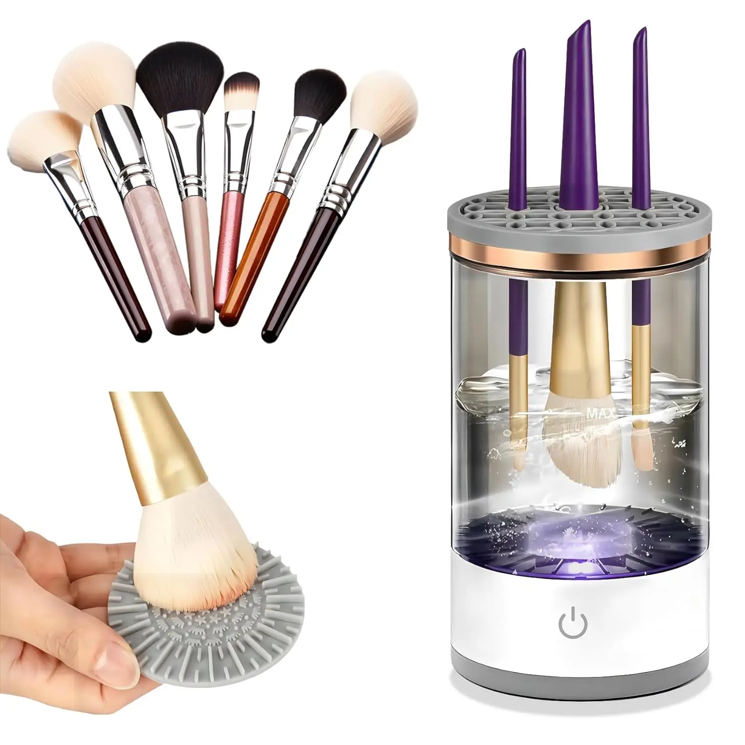

Electric Makeup Brush Cleaner, Automatic Cleaning Machine with 7000RPM Motor, Portable for Travel
