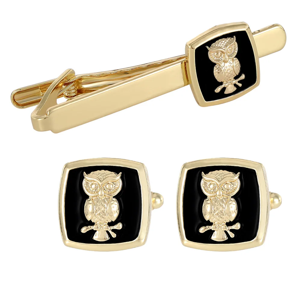 Owl Series Tie Clip+cufflink Set Owl Men's Business Dress Accessories Men's Gentlemen's Accessory Set