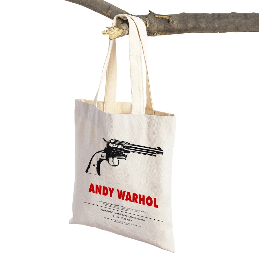 Andy Warhol Skeleton Gallery  Shopping Bag Double Print Eco Casual Nordic Shopper Bags Lady Canvas Tote Women Travel Handbag